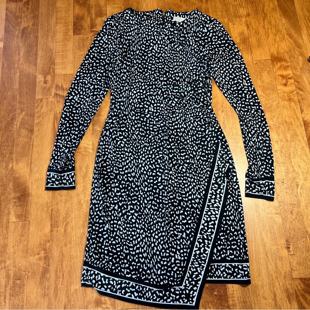 Michael Kors Black and White Long Sleeve Dress